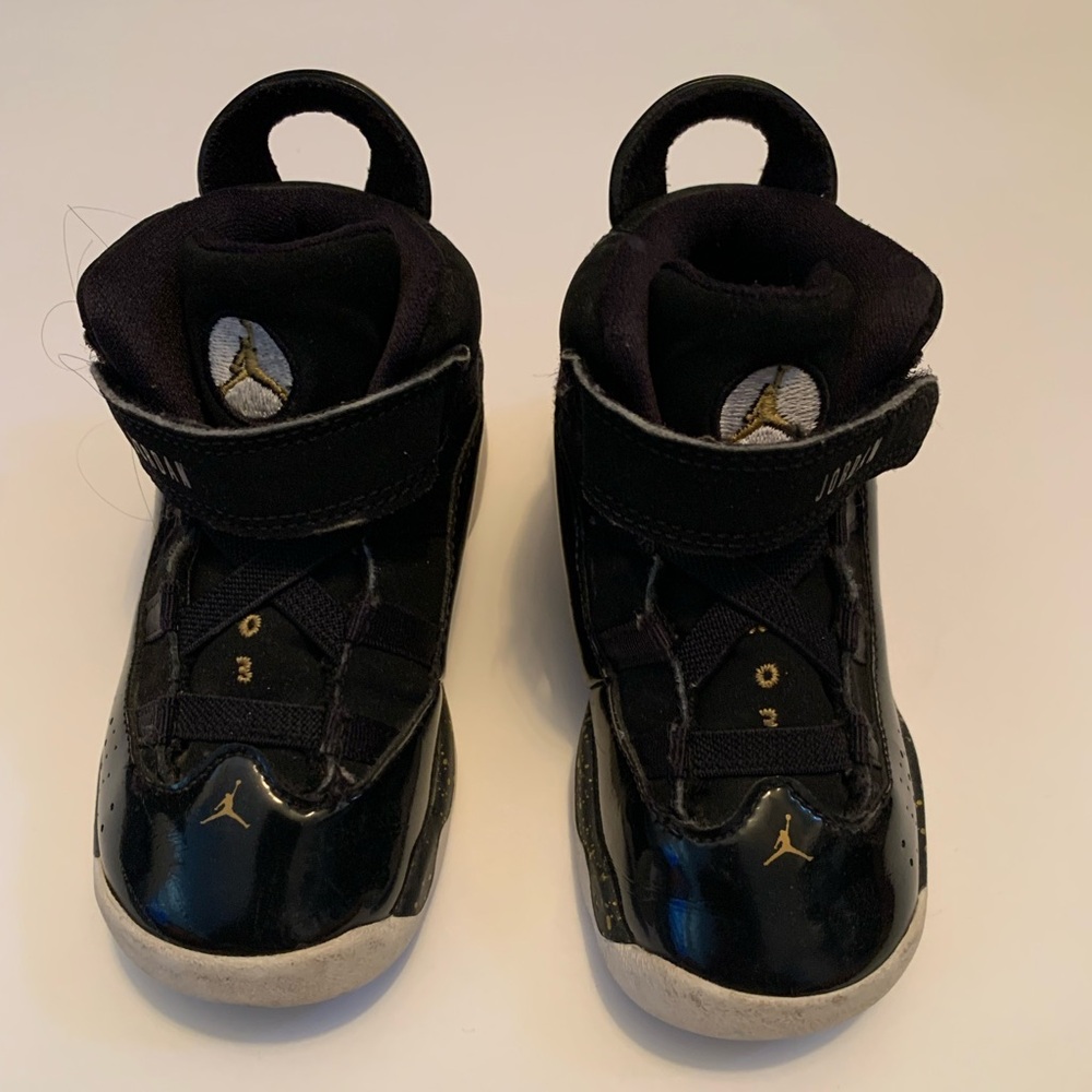 Nike Air Jordan 6 Rings TD Black, Gold 323420-007 Toddler size 8C Preowned